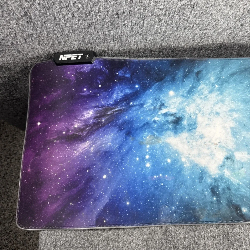 NPET MP02 RGB Gaming‎ Mouse Pad – 14 Lighting Modes Galaxy XXL Extended Desk Mat